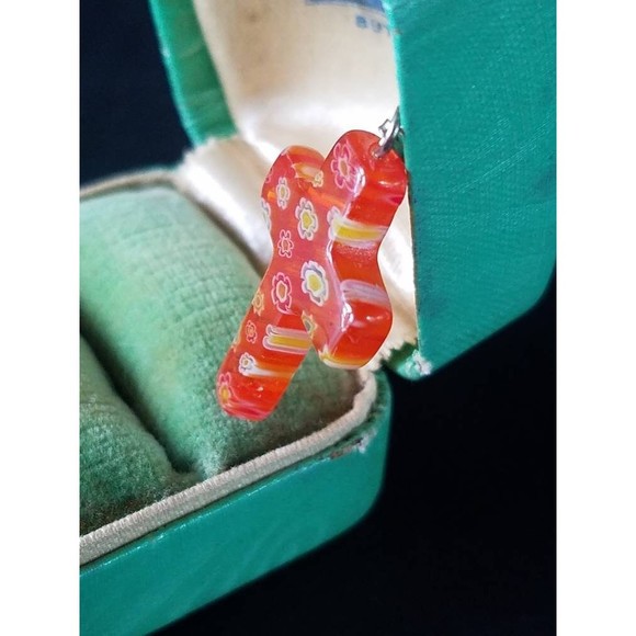 Millefiori Burnt Orange Cross Pendant - Picture 3 of 10